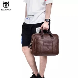 Bullcaptain Herren Echt Rindsleder Business Laptop Schultertasche - Bild 1 von 6