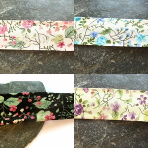 1 m Schrägband Blumen 20 mm blau lila schwarz rosa Nähen Stricken Handarbeit - Bild 1 von 10