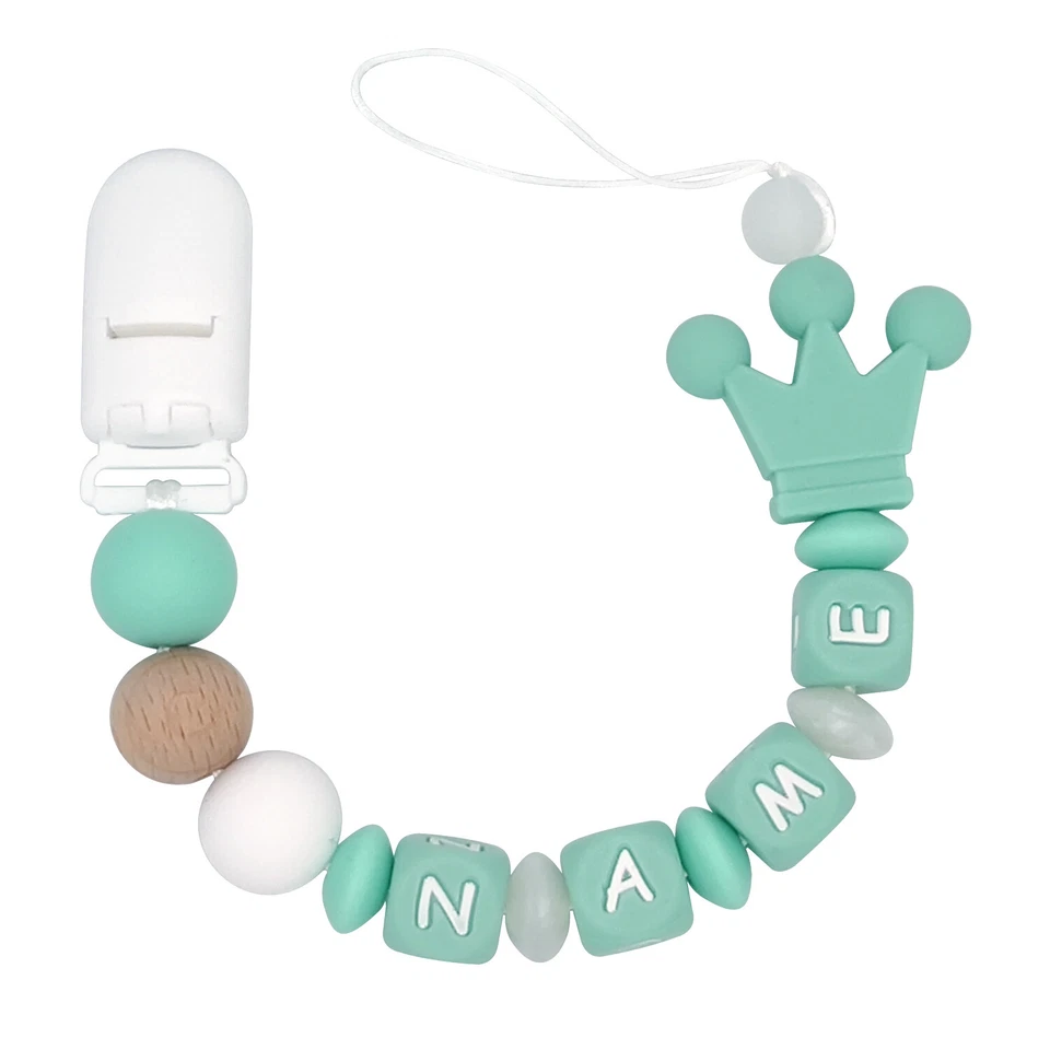 Clip maniquí con cuentas personalizado Silicona Pacifi Clip Cadena nombre personalizado Corona Foto 1 de 1