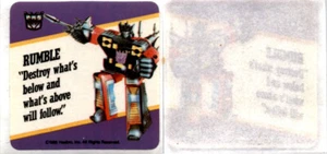 1985 Hasbro Milton Bradly, Transformers Card, Sticker - Rumble (B39) - Picture 1 of 1