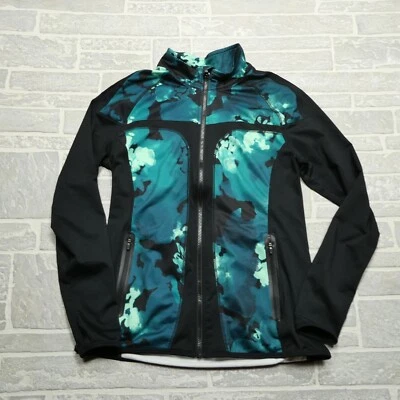 Fabletics Jojo Performance Jacket Womens L Black Green Zip Pockets Vented Back - Image 1 of 4