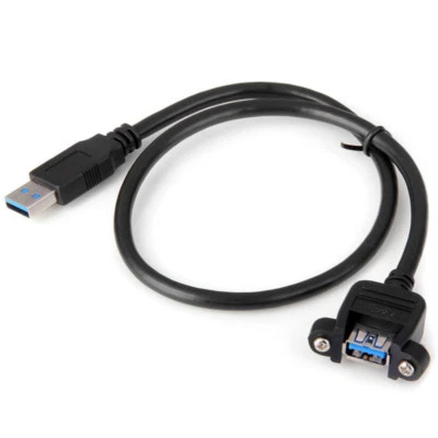 USB 3.0 SuperSpeed Male to Female Extension Panel Mount Cable with Screws - Image 1 of 4