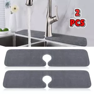 2 Pack Faucet Mat 24"x5.1" Absorbent Sink Splash Guard for Kitchen Bathroom - Picture 1 of 8