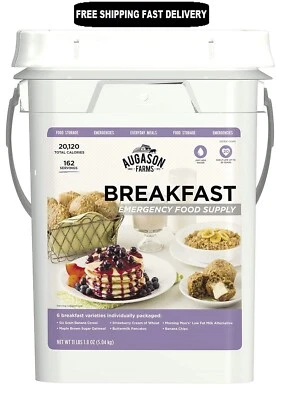 AUGASON FARMS Breakfast Emergency Food Supply 4 Gal Pail 162 Servings Survival Storage Bucket
