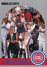 DETROIT PISTONS 1990-91 NBA Hoops Basketball Back to Back Champions # 342 NM-MT