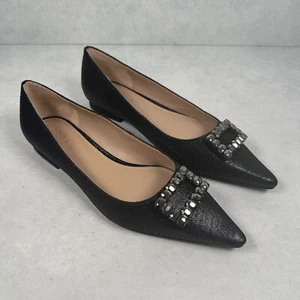 Boden Shoes Womens 40 US9 Black Pointed Jeweled Holiday Party Cocktail Flats - Picture 1 of 10