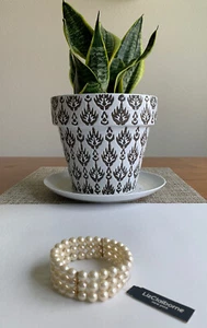 LIZ CLAIBORNE FAUX PEARL Stretch Bracelet 3-stack - Picture 1 of 4