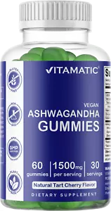 Vitamatic Ashwagandha Gummies 1500mg Serving 60 Vegan Gummies 3% Withanolides - Picture 1 of 4