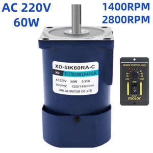 AC 220V 60W Speed Regulating 1400RPM/2800RPM Mini High-speed Motor With Governor - Picture 1 of 10