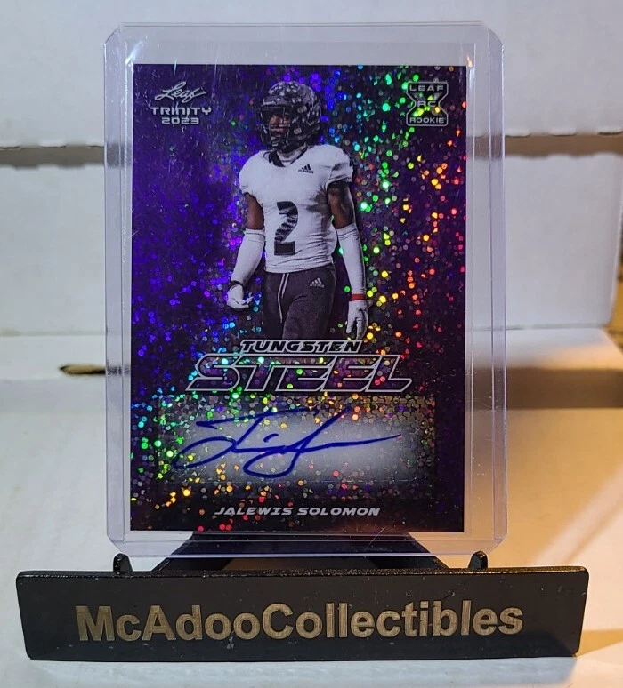 Jalewis Solomon 2023 Leaf Trinity Tungsten Steel Auto Purple ’ed /8 - Image 1 of 2
