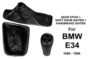 5 SPEED GEAR SHIFT KNOB FOR BMW E34 + HANDBRAKE + SHIFT KNOB GAITER BOOT LEATHER - Picture 1 of 8