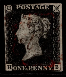 GB QV SG2, 1d Black Plate 4, gebraucht. Katze 375£. RED MX + PART PENNY POST HB - Bild 1 von 1