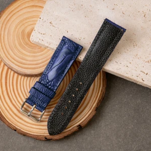 Blue Ostrich Watch Strap, Leather Watch Band for Men, 16mm 18mm 20mm 22mm 24mm - Picture 1 of 10