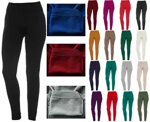 Women's Fleece Solid Colors Winter Thick Warm Basic Stretchy Leggings - Picture 1 of 29