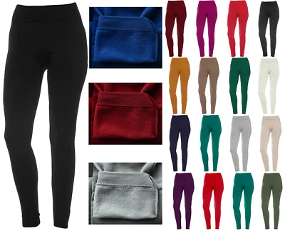 Women's Fleece Solid Colors Winter Thick Warm Basic Stretchy Leggings - Image 1 of 4