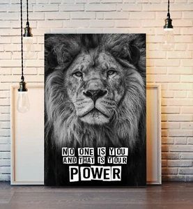 CABEZA DE LEÓN EN BLANCO Y NEGRO LONA IMPRESIÓN DE ARTE OBRA DE ARTE FUERZA COTIZACIÓN DE PODER - Imagen 1 de 9