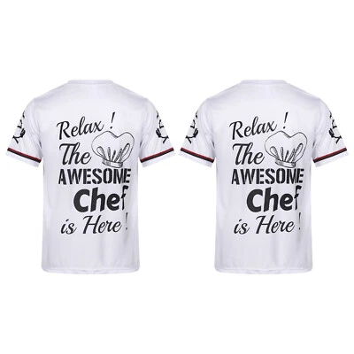 Hombres Manga Corta Chef Camisetas Estampado Gráfico Cuello Redondo Restaurante Uniforme Foto 1 de 4