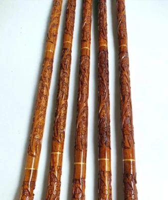 Lote de 5 bastones tallados a mano para hombres mujeres regalo hecho a mano Foto 1 de 4