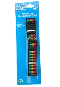 Paws N Claws Rasta Color Durable Nylon Adjustable Dog Collar Medium 14 to 20 in - Picture 1 of 3