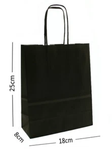 Schwarzes Papier Geschenktüten mit verdrehten Griffen ~ Erforderliche Menge auswählen* - Bild 1 von 1