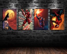 Movie Super Heroes Oil Painting HD Print Wall Decor On Canvas 4PCS Unframed