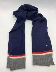 Tommy Hilfiger HOMBRE Azul Oscuro Logo Color Esquema Acrílico Bufanda It/507 - Imagen 1 de 5