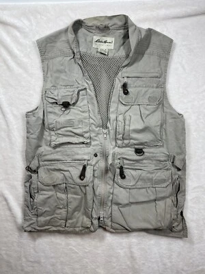 Men's Size Small  Eddie Bauer Fishing Hunting Utility Vest 100% Vented Stained - Image 1 of 4