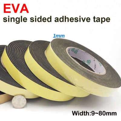10m Black EVA Foam Tape Single Sided Self Adhesive Sponge Door Strip Seal EVA - Imagem 1 de 4
