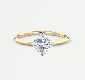 3/4 Ct Turned Cushion E/VVS Lab Created Grown Diamond Ring Real 14K Yellow Gold - Picture 1 of 1