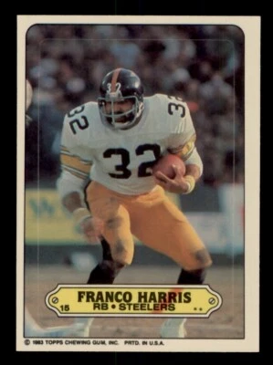 1983 TOPPS FOOTBALL STICKER #15 FRANCO HARRIS PITTSBURGH STEELERS HOF - Image 1 of 2