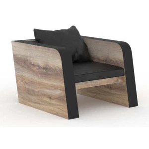 Modern Furniture FRANCO Single Seater Sofa - Warm Oak & Black - Picture 1 of 1