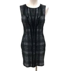 Diane Von Furstenberg Sheath Dress Womens 8 Black Wool Knit Sleeveless Career - Picture 1 of 18