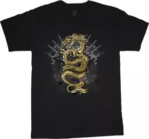 Gold Dragon T-shirt Mens Graphic Tees Dragons Clothing Apparel Accessories Gifts - Picture 1 of 2
