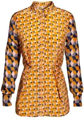 Camisa Blusa H&M 100% Seda Geométrica Manga Larga Solange UK 10 US 6 EU 36 EN MUY BUENA CONDICIÓN Foto 1 de 4