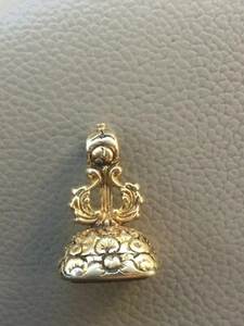 VICTORIAN 15 KARAT GOLD FOB SEAL PENDANT AMETHYST CARVED - Picture 1 of 5