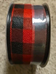 Neu Holiday Time Weihnachten Winter verdrahtet rot/schwarz Büffel Karo Band 2" 30' - Bild 1 von 5