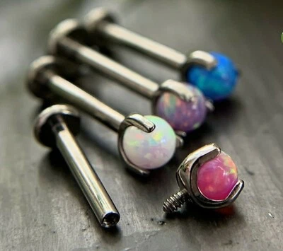1pc Claw Opal Ball 16g Titanium Labret Monroe Stud Lip Ring Helix Ear Cartilage - Image 1 of 4