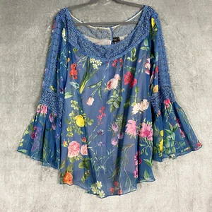 Tadashi Shoji Top Größe 2X Mailys schulterfrei transparent Blumen Chiffon Fee - Bild 1 von 13