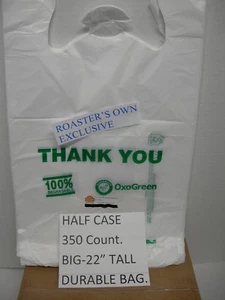350ct.100% OXO- SACCHETTO PLASTICA BIODEGRADABILE RICICLABILE ECOLOGICO ASPORTO 22" - Foto 1 di 1