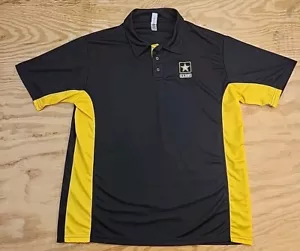 U.S. Army Logo Black Yellow Colorblock Polo Shirt Mens XL - Picture 1 of 9