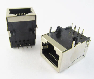 10pcs CAT5 Modular Network RJ45 59 8P8C PCB Female Jack Connector w/ Metal House - Image 1 of 4