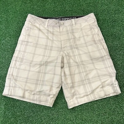 Mossimo Supply Board Shorts Mens 33" White Gray Plaid Hybrid Lined Swim Outdoor - Image 1 of 4