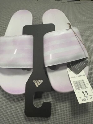 Adidas Adilette Comfort Slides Women’s 11  Pink Gray  Lilac Sandals Shoes - Image 1 of 4