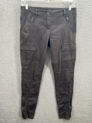 Pantalones Armani Exchange para mujer talla 4 grises bolsillos de carga pierna cónica cremallera damas AX Foto 1 de 4