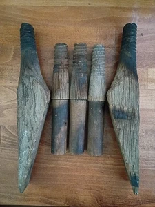 Lot of 5 Oak Telephone Telegraph Pole Wood Insulator Pegs Post Threaded style - Picture 1 of 14