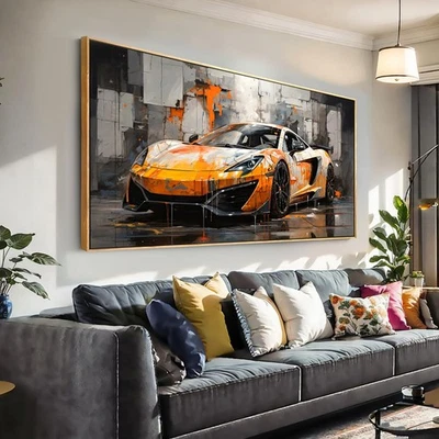 Arte de pared Obra de arte moderna Naranja Graffiti Coche Decoración de pared Lienzo Pintura para Li... Foto 1 de 4