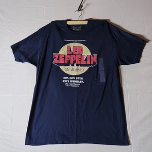 Camiseta gráfica Led Zeppelin para hombre talla L azul marino 1971 camiseta de gira de conciertos de Wembley... - Imagen 1 de 6