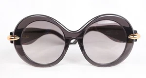 Pomellato PM0005SA Women’s Sunglasses Round Black Frames + Gold Accents Jackie O - Foto 1 di 6