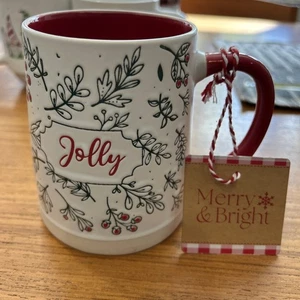 New Global Design Connections Merry&Bright Christmas Holly Mug - Picture 1 of 4