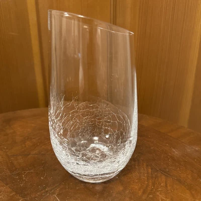 Pier 1 Copo de Vinho Crackle Transparente Copo Highball Aro Inclinado 6” Perfeito - Imagem 1 de 3